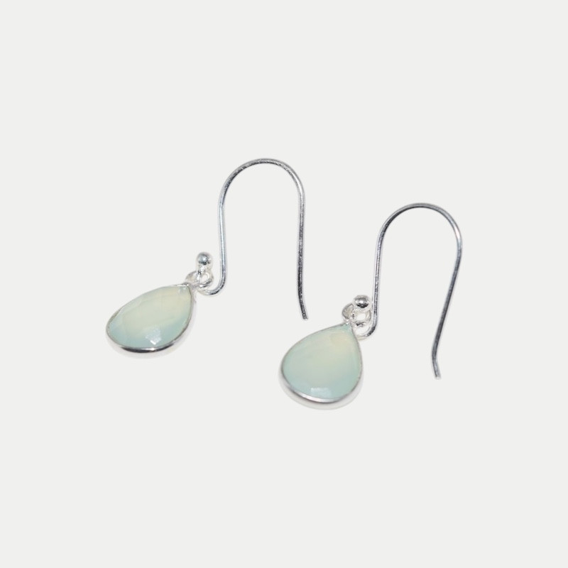 Boucle d'oreille Iris Calcédoine verte