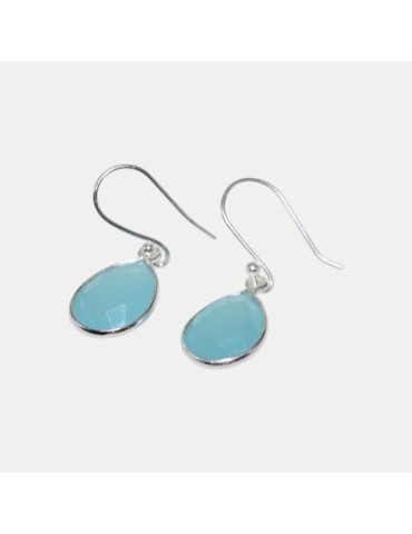 Boucle d'oreille Jade Calcédoine bleu