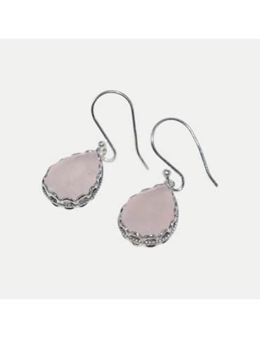 Boucle d'oreille Chambeli Quartz rose
