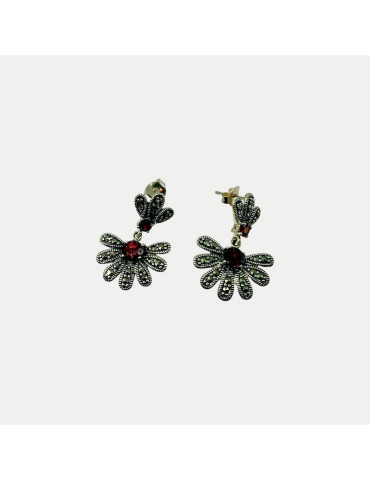 Boucles d'oreilles Grenat Marcassite