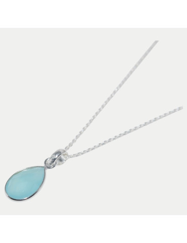 Collier Jade Calcédoine bleu
