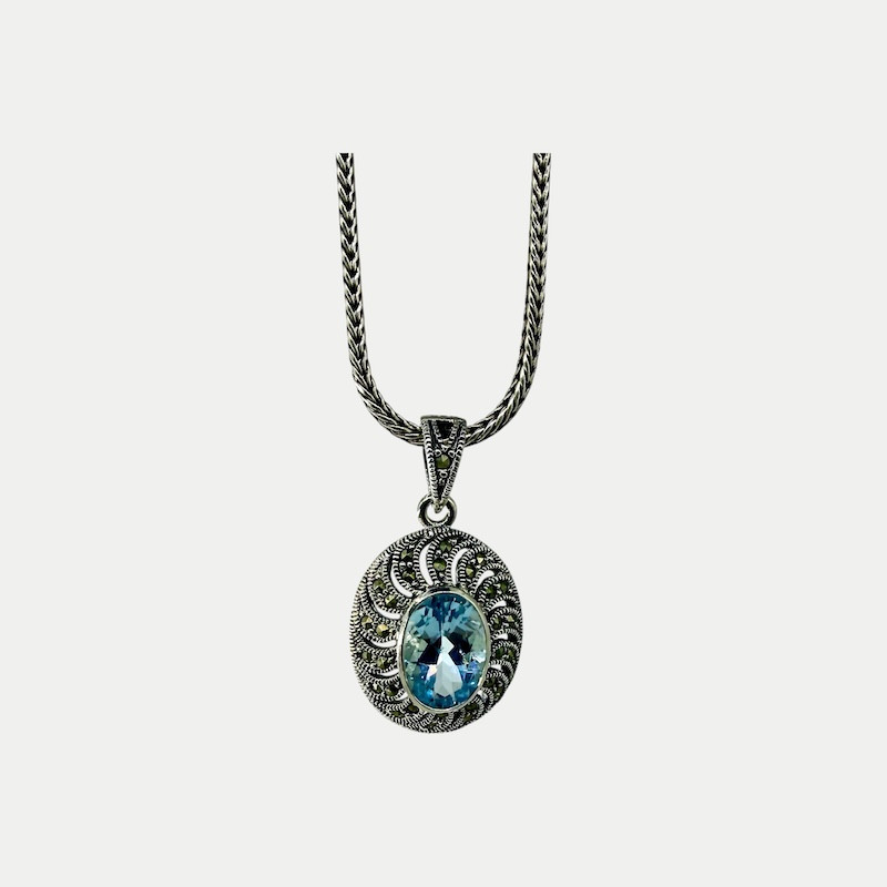 Pendentifs Topaze bleu Marcassite