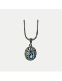 Pendentif argent croix grenat marcassite