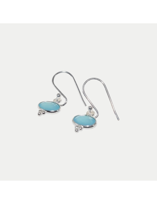 Boucle d'oreille Lina Calcédoine bleu