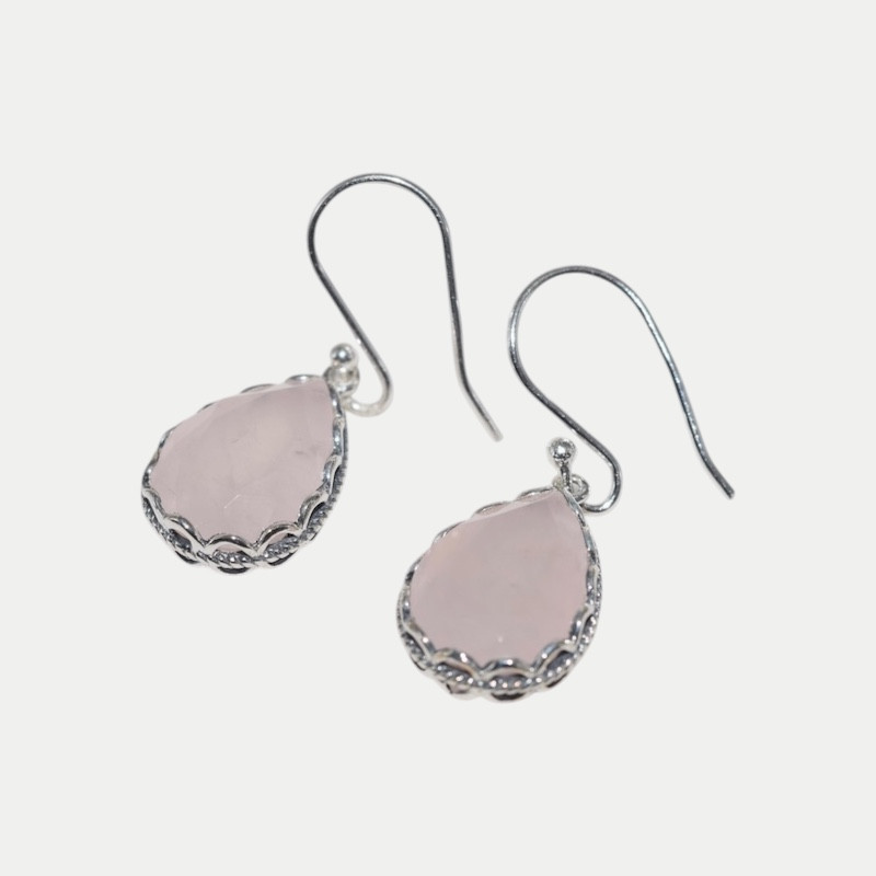 Boucle d'oreille Chambeli Quartz rose