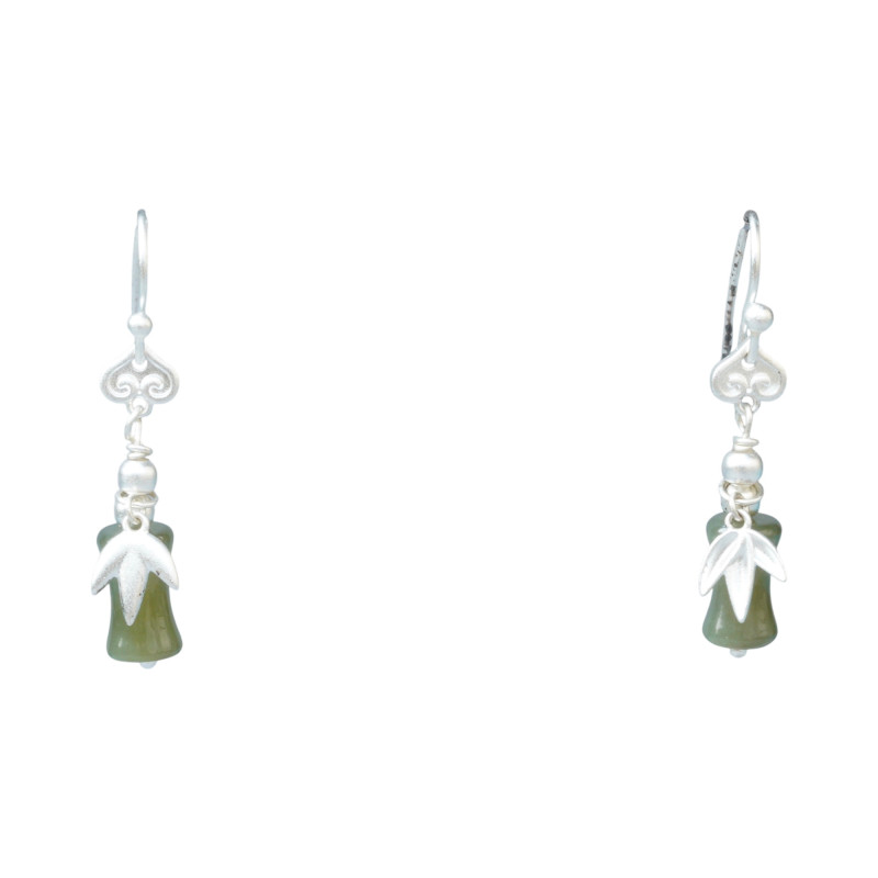 Boucle d'oreille Jade Nephrite Argent 925