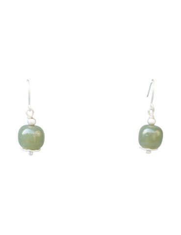 Boucle d'oreille Jade Nephrite Argent 925