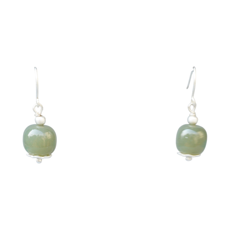 Boucle d'oreille Jade Nephrite Argent 925