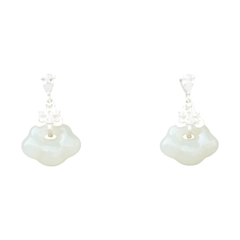 Boucle d'oreille Jade Nephrite Argent 925