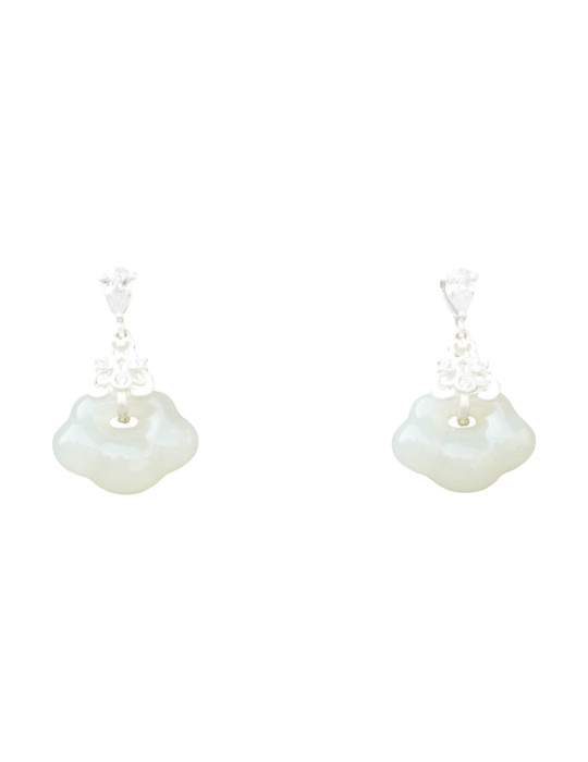 Boucle d'oreille Jade Nephrite Argent 925
