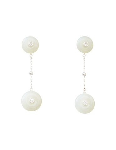 Boucle d'oreille Jade Nephrite Argent 925