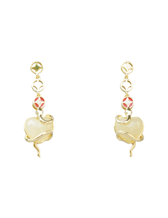 Boucle d'oreille Jade Nephrite Argent 925/Plaqué or