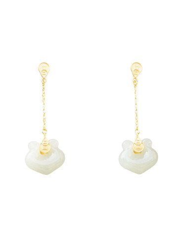 Boucle d'oreille Jade Nephrite Argent 925/Plaqué or