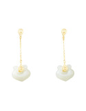 Boucle d'oreille Jade Nephrite Argent 925/Plaqué or