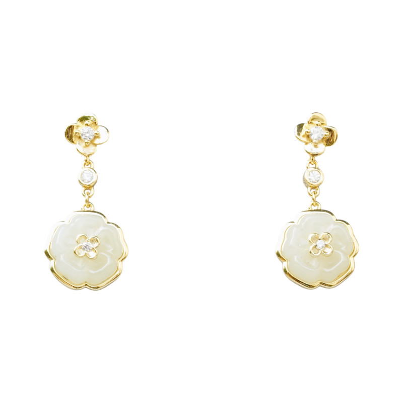 Boucle d'oreille Jade Nephrite Argent 925/Plaqué or