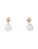 Boucle d'oreille Jade Nephrite Argent 925/Plaqué or