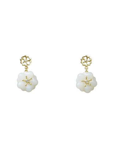 Boucle d'oreille Jade Nephrite Argent 925/Plaqué or