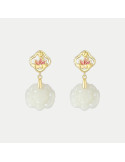 Boucle d'oreille Jade Nephrite Argent 925