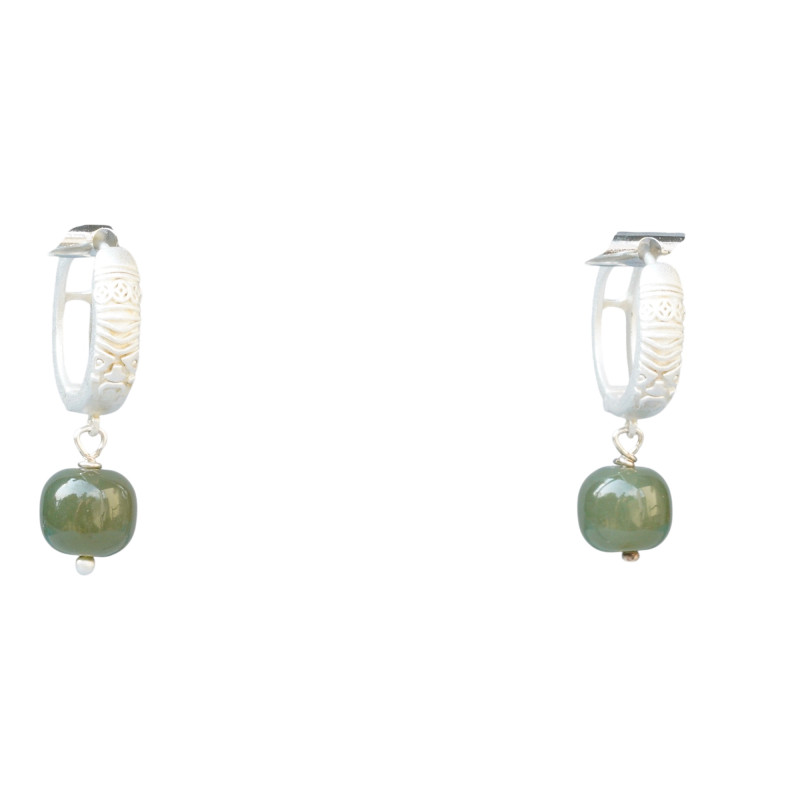 Boucle d'oreille Jade Nephrite Argent 925