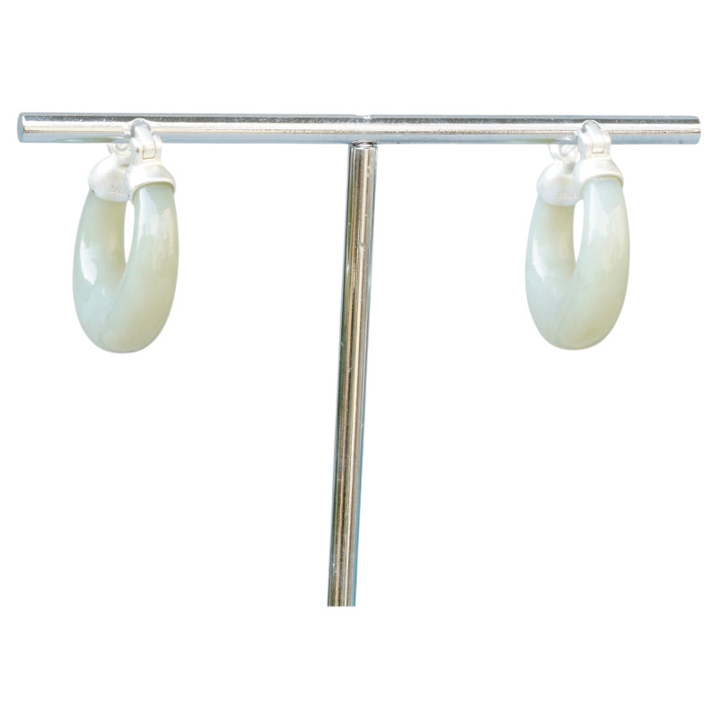 Boucle d'oreille Jade Nephrite Argent 925