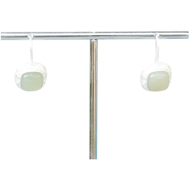 Boucle d'oreille Jade Nephrite Argent 925