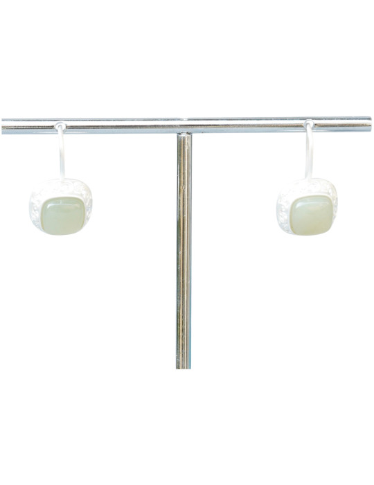Boucle d'oreille Jade Nephrite Argent 925