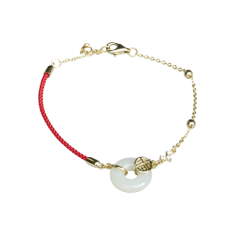 Bracelet Jade Nephrite Argent 925/Plaqué or