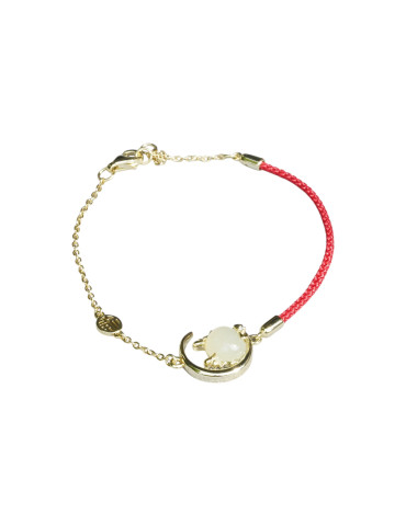 Bracelet Jade Nephrite Argent 925/Plaqué or
