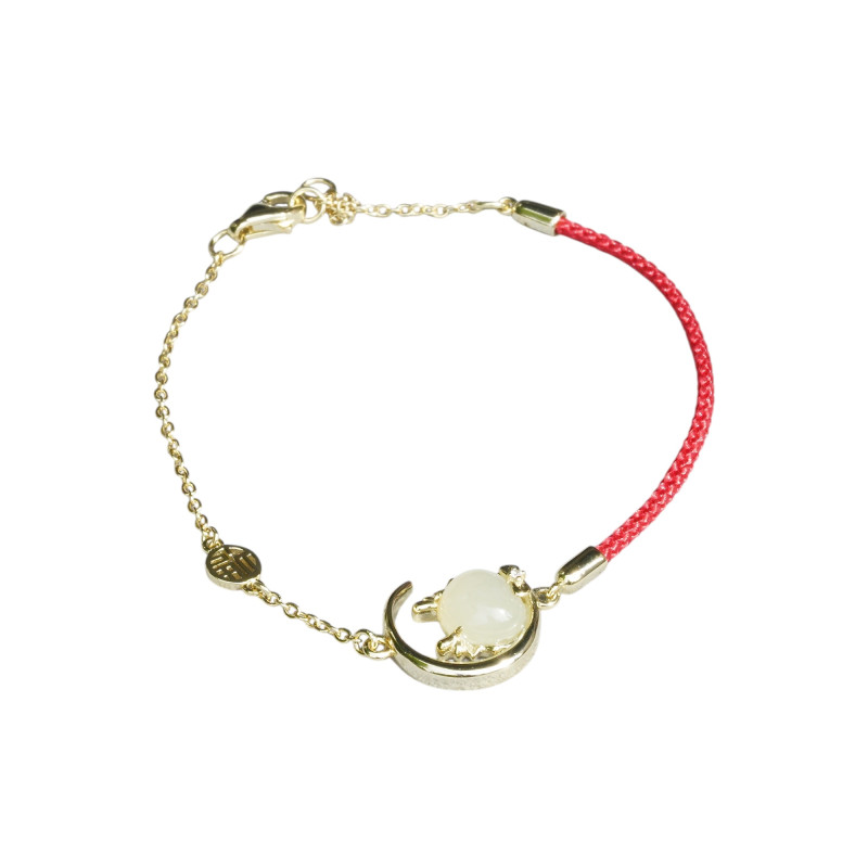 Bracelet Jade Nephrite Argent 925/Plaqué or