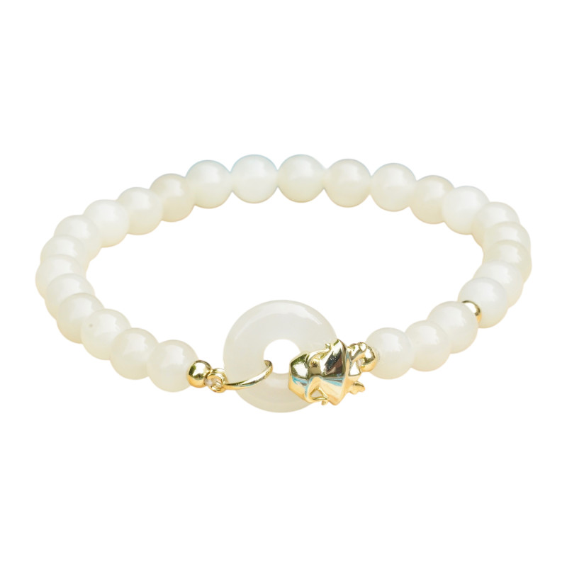 Bracelet Jade Nephrite Argent 925/Plaqué or