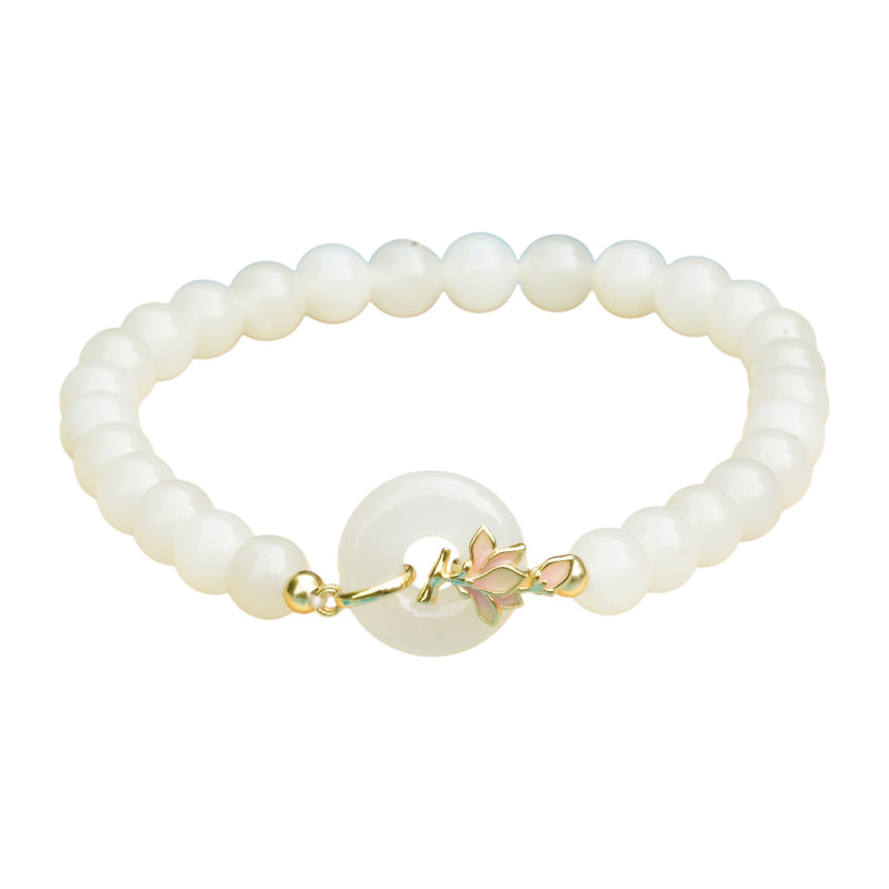 Bracelet Jade Nephrite Argent 925/Plaqué or