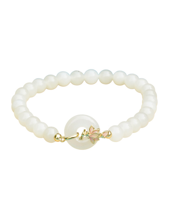 Bracelet Jade Nephrite Argent 925/Plaqué or