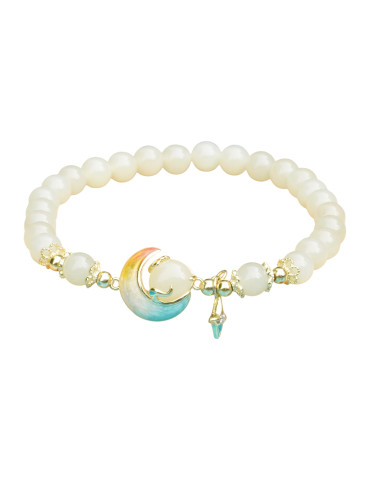 Bracelet Jade Nephrite Argent 925/Plaqué or