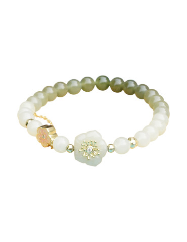 Bracelet Jade Nephrite Argent 925/Plaqué or