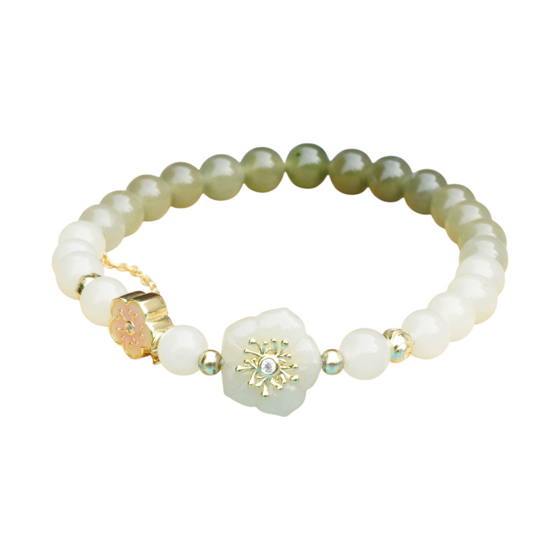 Bracelet Jade Nephrite Argent 925/Plaqué or