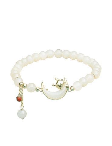 Bracelet Jade Nephrite Argent 925/Plaqué or