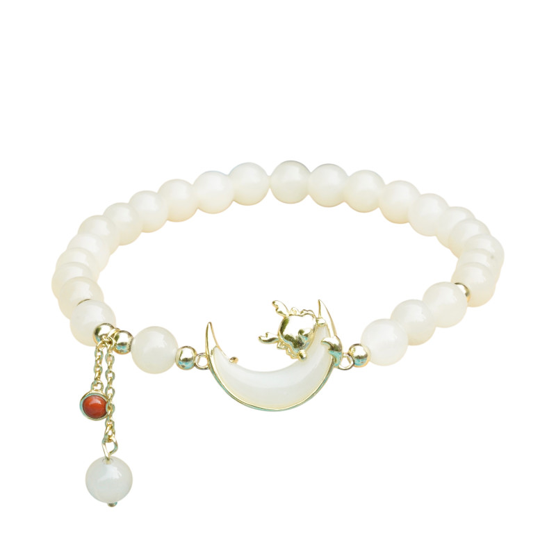 Bracelet Jade Nephrite Argent 925/Plaqué or