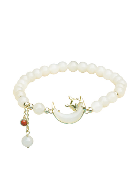 Bracelet Jade Nephrite Argent 925/Plaqué or