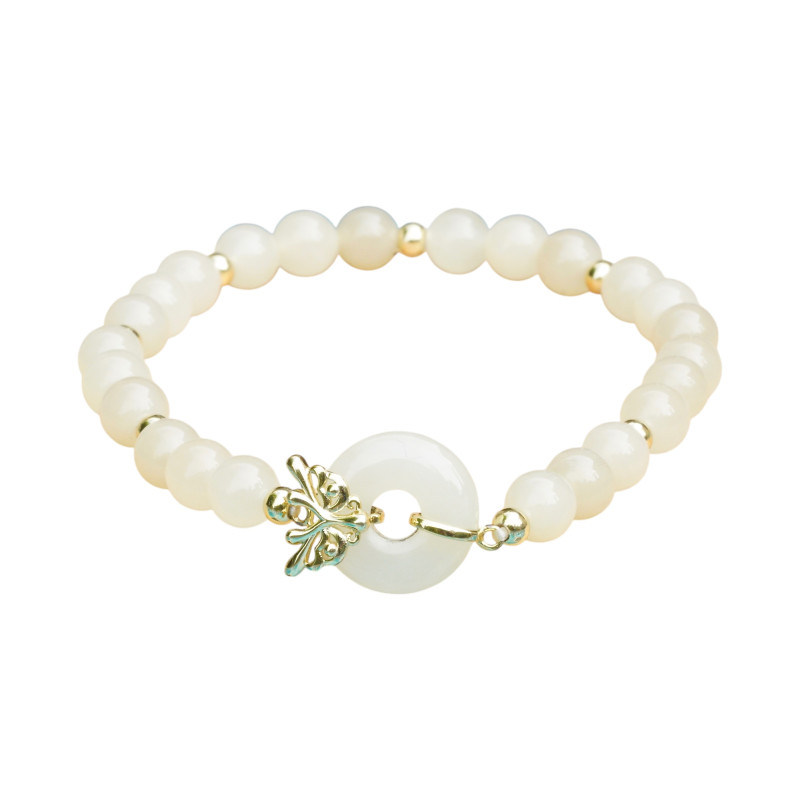 Bracelet Jade Nephrite Argent 925/Plaqué or