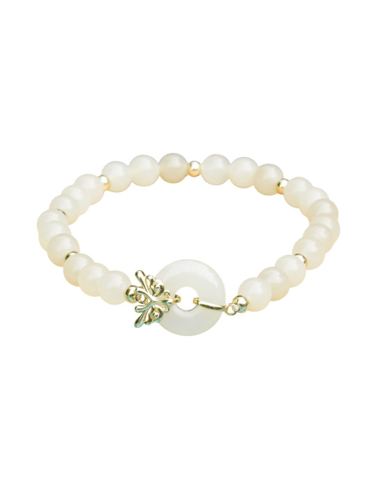 Bracelet Jade Nephrite Argent 925/Plaqué or