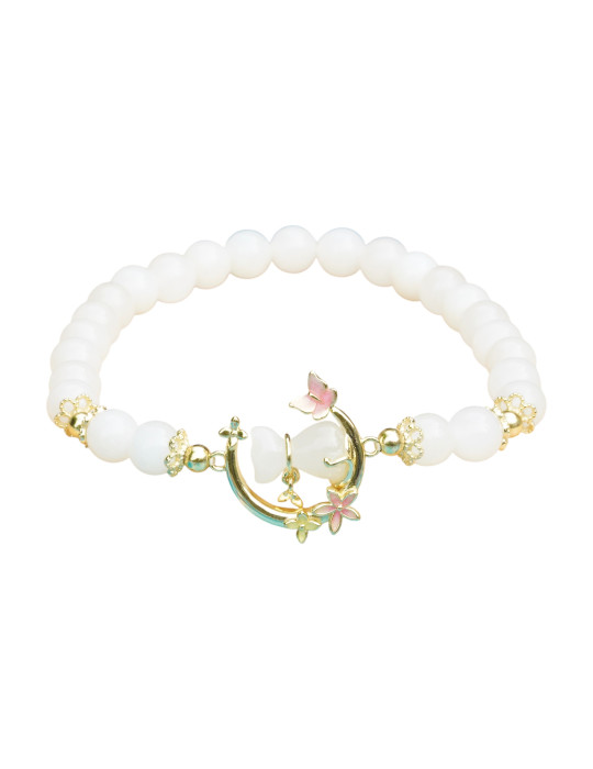 Bracelet Jade Nephrite Argent 925/Plaqué or