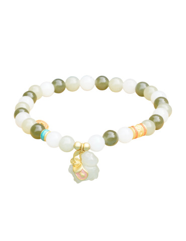 Bracelet Jade Nephrite Argent 925/Plaqué or