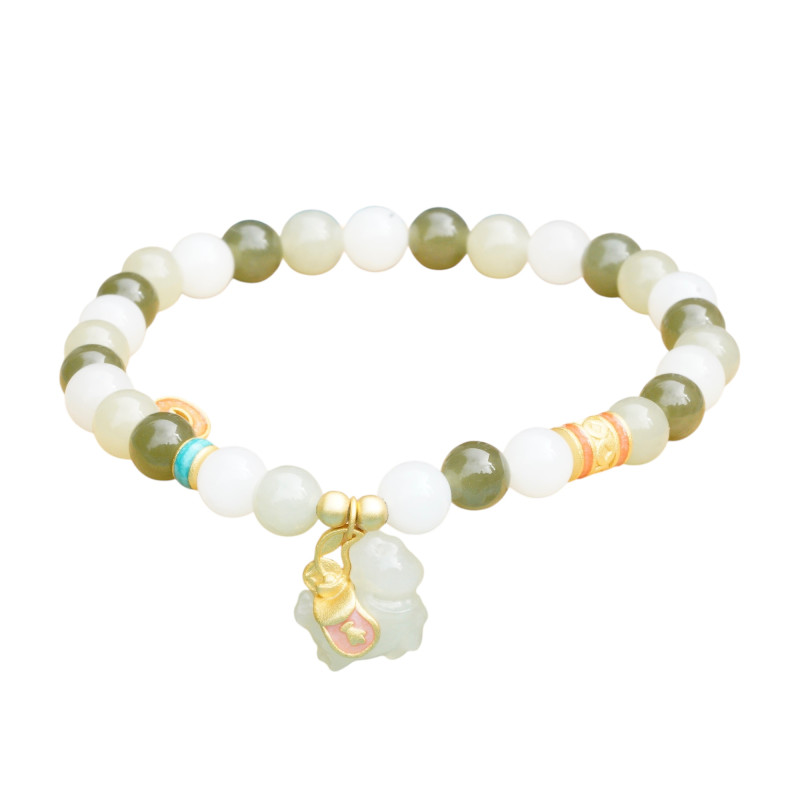 Bracelet Jade Nephrite Argent 925/Plaqué or