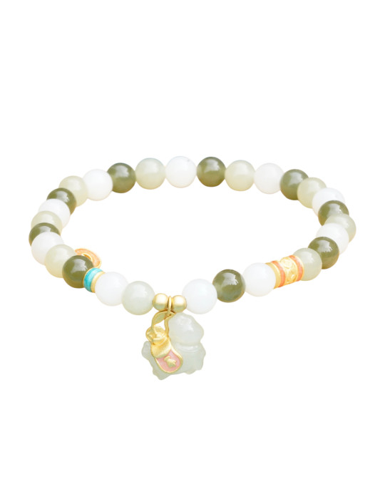 Bracelet Jade Nephrite Argent 925/Plaqué or
