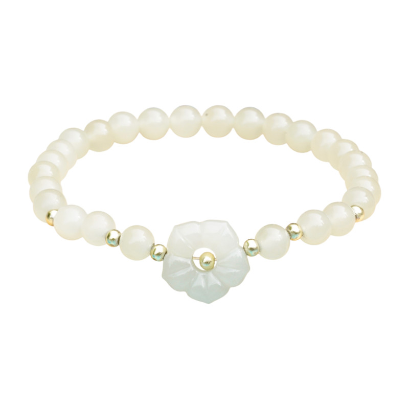 Bracelet Jade Nephrite Argent 925/Plaqué or