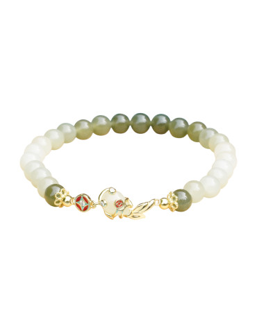 Bracelet Jade Nephrite Argent 925/Plaqué or