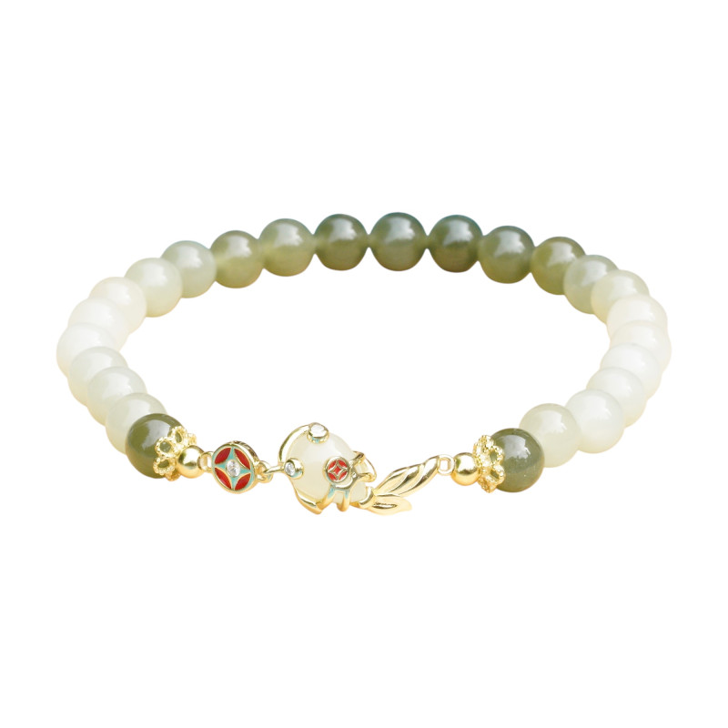 Bracelet Jade Nephrite Argent 925/Plaqué or