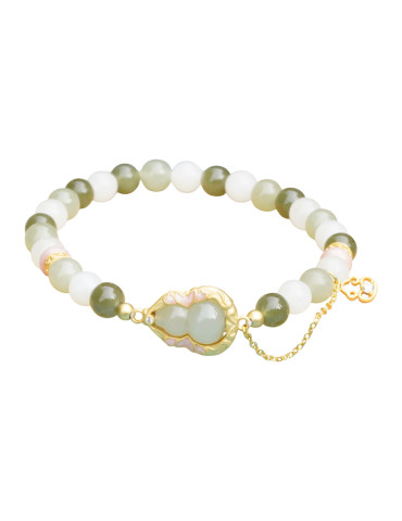 Bracelet Jade Nephrite Argent 925/Plaqué or