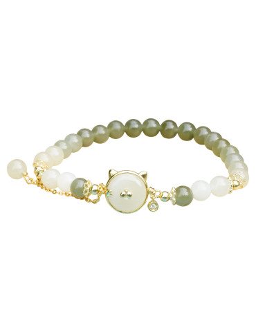 Bracelet Jade Nephrite Argent 925/Plaqué or