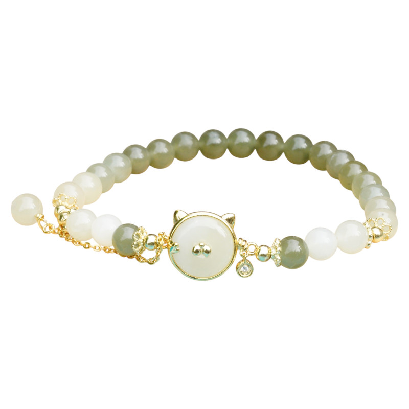 Bracelet Jade Nephrite Argent 925/Plaqué or